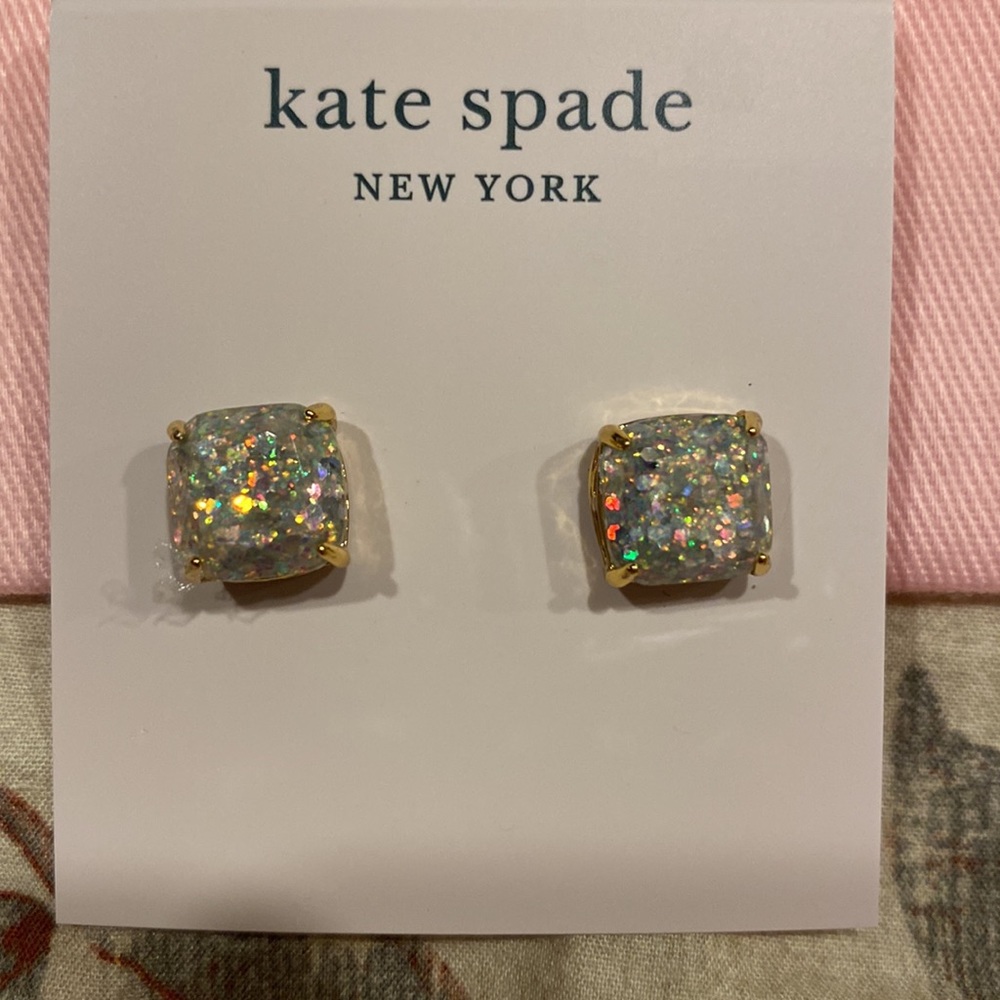 Kate Spade New York Glitter Crystal Square Stud Earrings